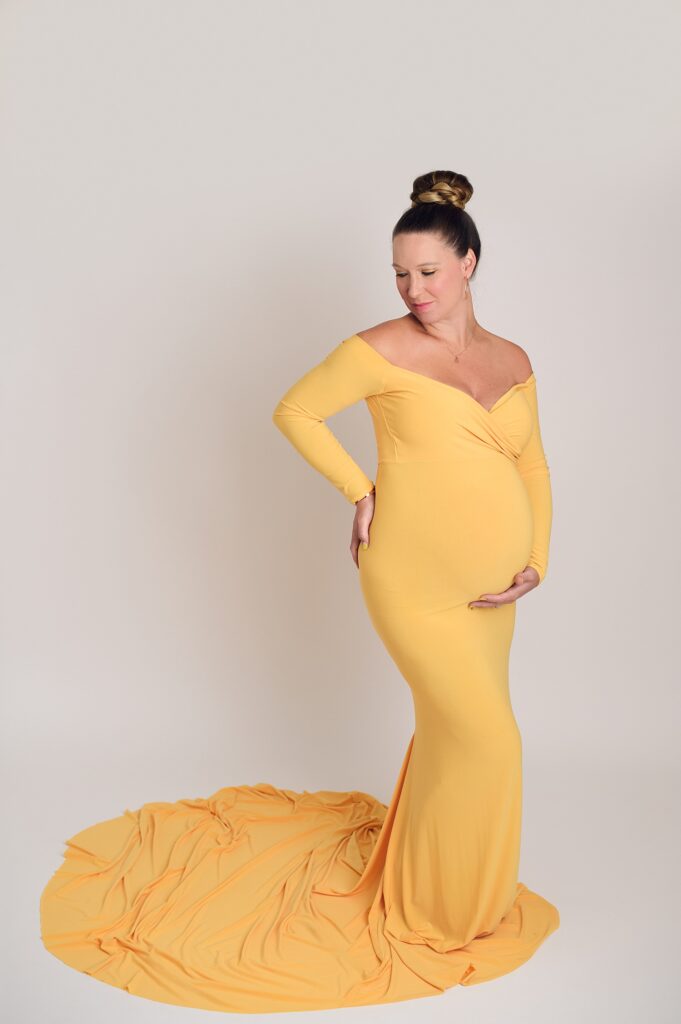 pregnant mom in yellow gown