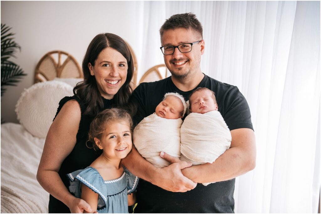 newborn twins session family photo
